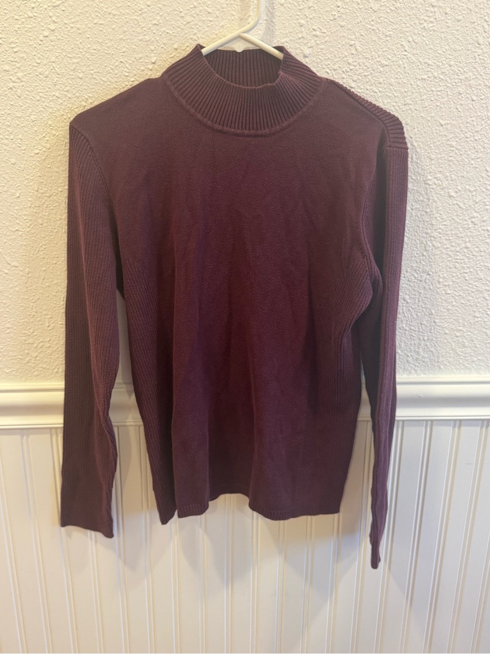 Van Heusen Burgundy Ribbed Mock Neck Sweater | Machine Washable | Fall & Winter